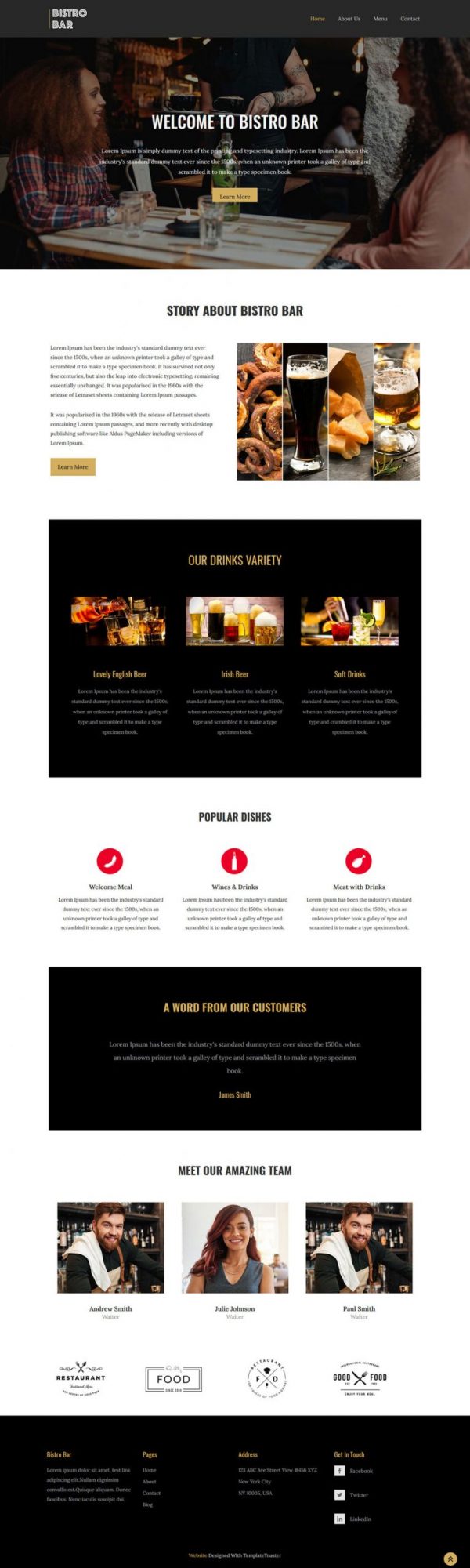 bar and cafe html template