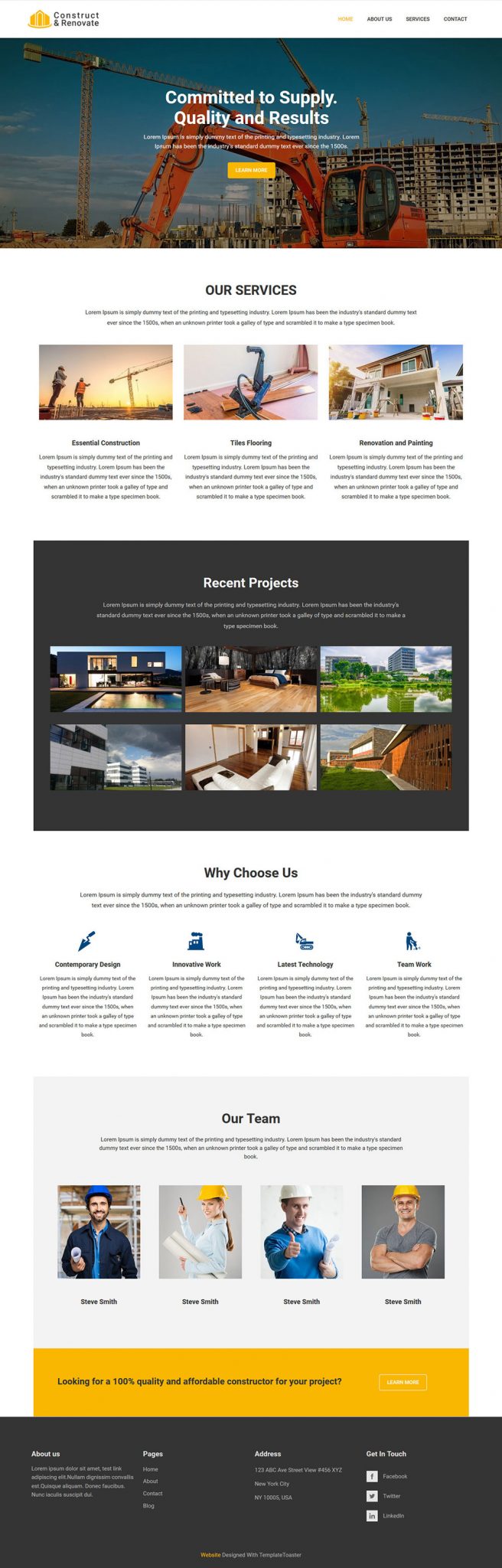 Construction Building Website Template - Web Template Generator