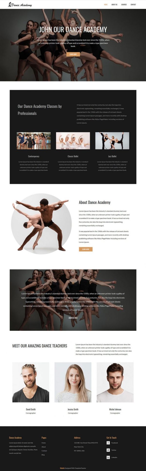 dance academy dancing school club html template